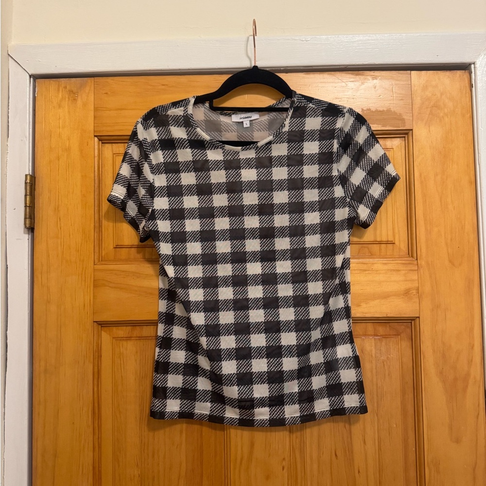 Plaid Black and White Women's Top